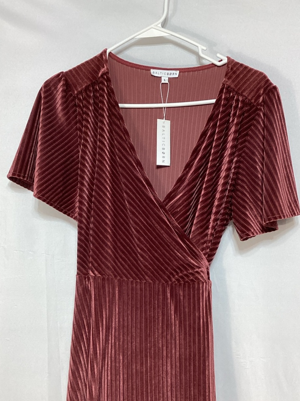 NWT Baltic Born Burgundy Ribbed Velvet Wrap Maxi Dress - Picture 6 of 11
